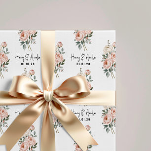 Op maat gemaakte bloemige verlovingsfeest inpakpap cadeaupapier