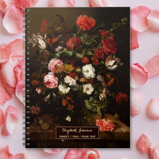 Op maat gemaakte bloemkunst Elegante script gouden Notitieboek