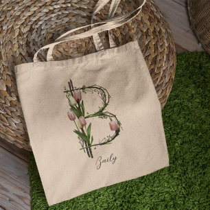 Op maat gemaakte bloemletter 'B' – Persoonlijk cad Tote Bag