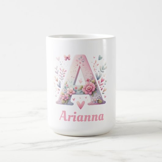 Op maat gemaakte bloemmonogram Mok (Center)