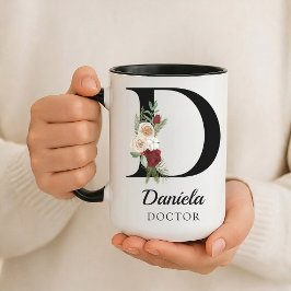 Op maat gemaakte bloemrijke monogram mok cadeau vo