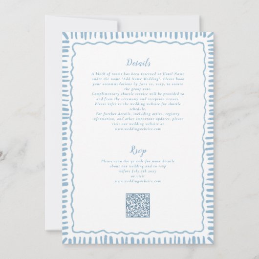Op maat gemaakte Blue Crest QR RSVP All-in-One Wed Kaart (Achterkant)
