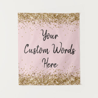 Op maat gemaakte Blush Roze Gepersonaliseerde Foto Wandkleed