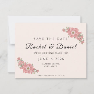 Op maat gemaakte Blush Watercolor Bloemrijke Tuin Save The Date