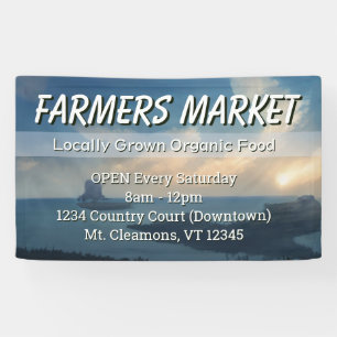 Op maat gemaakte boerenmarkt landschapsbanner spandoek