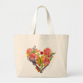 Op maat gemaakte boodschappentas met waterverf har grote tote bag
