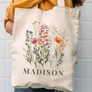 Op maat gemaakte boodschappentas met wilde bloemen tote bag