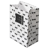 Op maat gemaakte boog Stropdas & Buttonnen Patroon Medium Cadeauzakje (Voorkant Gekanteld)