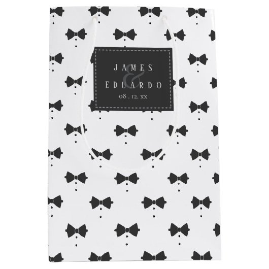 Op maat gemaakte boog Stropdas & Buttonnen Patroon Medium Cadeauzakje (Voorkant)