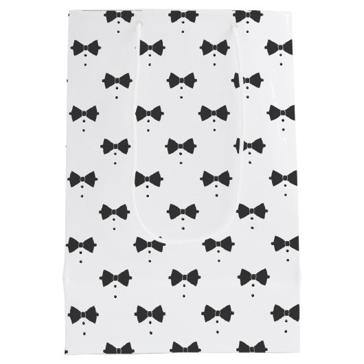 Op maat gemaakte boog Stropdas & Buttonnen Patroon Medium Cadeauzakje (Achterkant)