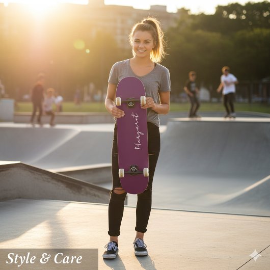 Op maat gemaakte bordeauxrode skateboard – Maak he