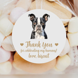 Op maat gemaakte Boston Terrier-huwelijksverpakkin Ronde Sticker