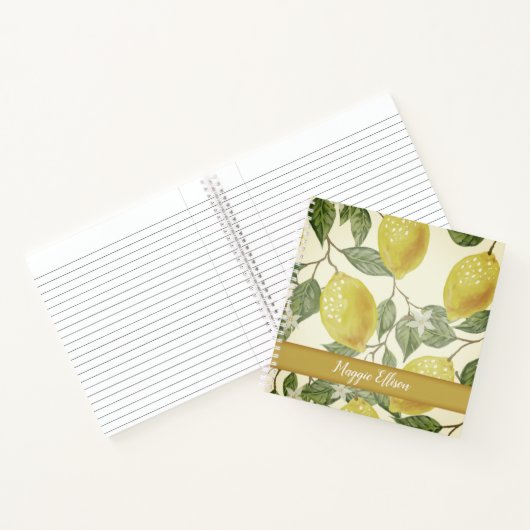 Op maat gemaakte botanische vintage gele citroenen notitieboek (Binnen)