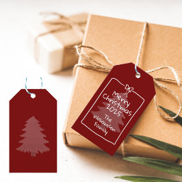 Op maat gemaakte Bourgondië Whimsical Doodle Kerst Cadeaulabel