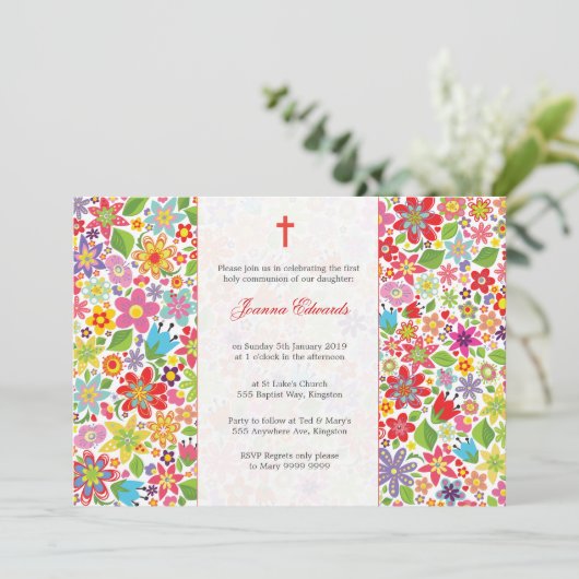 Op maat gemaakte Bright Floral First Community uit Kaart (Staand voorkant)