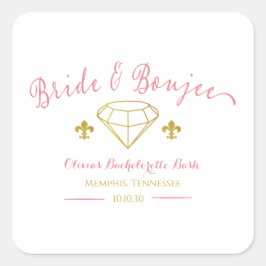 Op maat gemaakte bruid luxe diamant vrijgezellenfe vierkante sticker