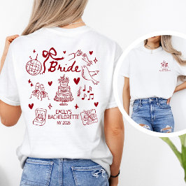Op maat gemaakte bruid rode flirt vrijgezellenfees t-shirt