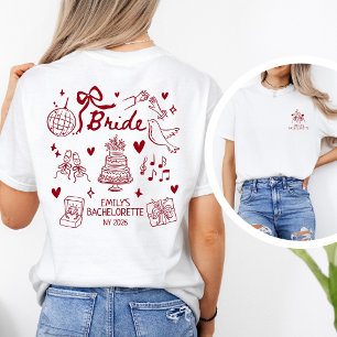 Op maat gemaakte bruid rode flirt vrijgezellenfees t-shirt