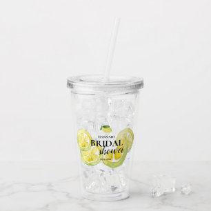 Op maat gemaakte bruidsdouche citroen aquarel cade acryl drinkbeker