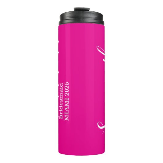 Op maat gemaakte bruidsmeisjesnaam Roze  Thermosbeker (Voorkant)