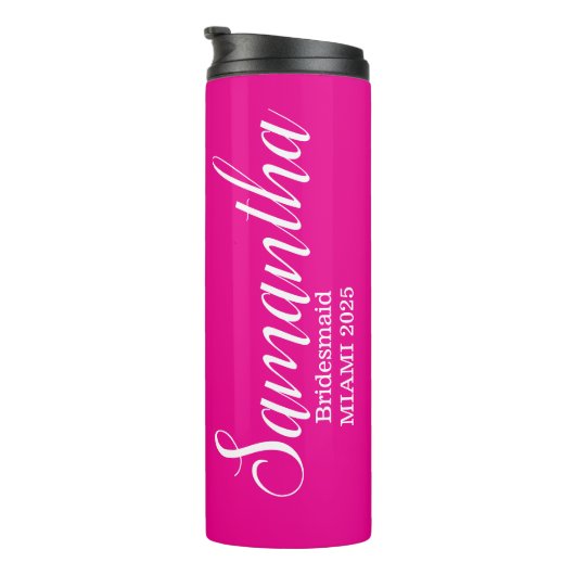 Op maat gemaakte bruidsmeisjesnaam Roze  Thermosbeker (Geroteerd rechts)