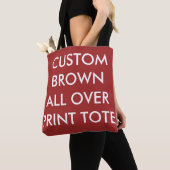 Op maat gemaakte bruine all over print tas (Dichtbij)