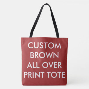 Op maat gemaakte bruine all over print tas