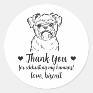 Op maat gemaakte Brusselse Griffon-hond trouwcadea Ronde Sticker