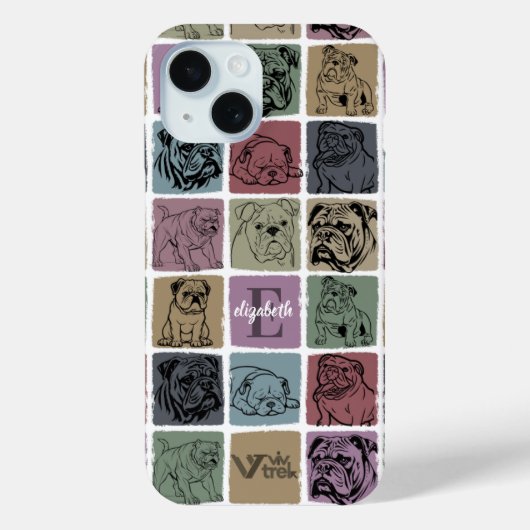 Op maat gemaakte Bulldog Bloemstuk Kunst Boho Huis Case-Mate iPhone Case (Achterkant)