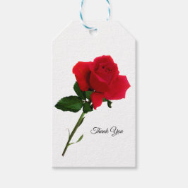 Op maat gemaakte cadeaubijlage met rode roos cadeaulabel