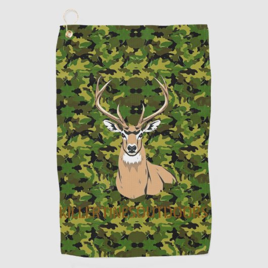 Op maat gemaakte camouflage herten golfhanddoek (Voorkant)