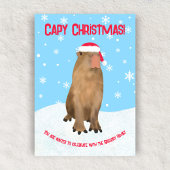 Op maat gemaakte Capybara Pun Capy Kerstmis Famili Kaart