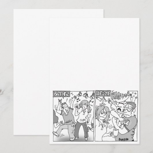 Op maat gemaakte Cartoon Huwelijksuitnodiging Kaart (Voorkant / Achterkant)