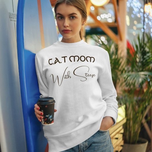 Op maat gemaakte Cat Mom bruin script Grappige hui Trui