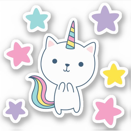 Op maat gemaakte Caticorn vinyl sticker (Voorkant)