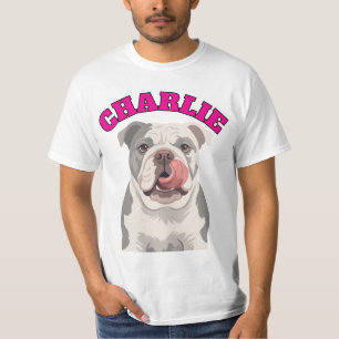 Op maat gemaakte chagrijnige Engelse Bulldog Likke T-shirt