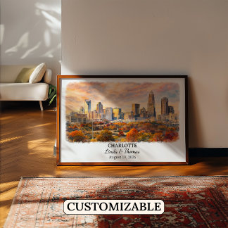 Op maat gemaakte Charlotte muurkunst, North Caroli Poster