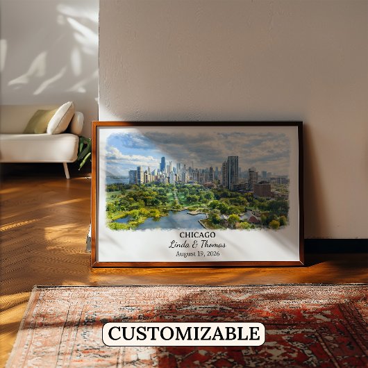 Op maat gemaakte Chicago muurkunst, Illinois poste Poster
