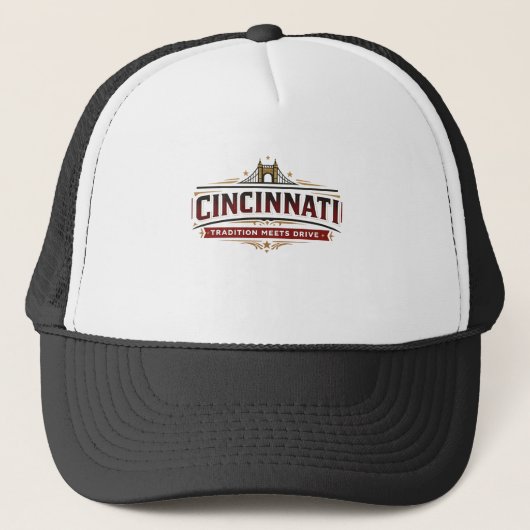 Op maat gemaakte Ciincinnati leren patch truckerho Trucker Pet (Voorkant)