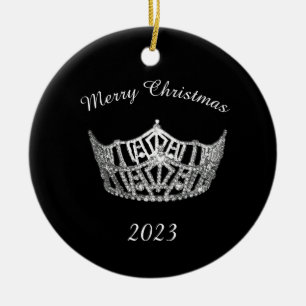 Op maat gemaakte cirkelvormige kerstboomversiering keramisch ornament
