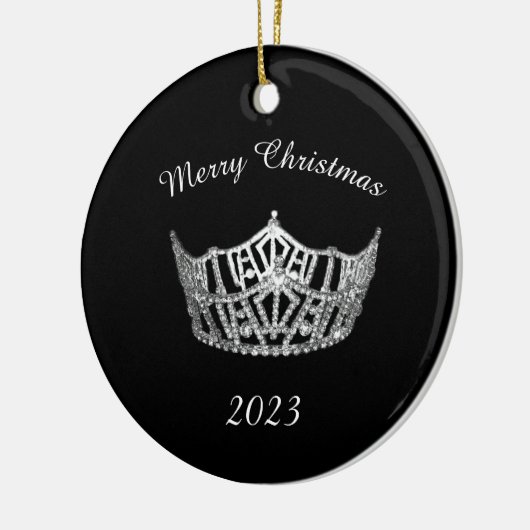 Op maat gemaakte cirkelvormige kerstboomversiering keramisch ornament (Links)