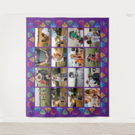 Op maat gemaakte collage met 16 foto's diamant gro wandkleed