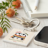 Op maat gemaakte Cozy Pride Pinguïns Kerst Sleutelhanger (Voorkant Rechts)