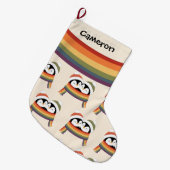 Op maat gemaakte Cozy Pride Pinguïns Kerstmis Grote Kerstsok (Voorkant (Hangend))