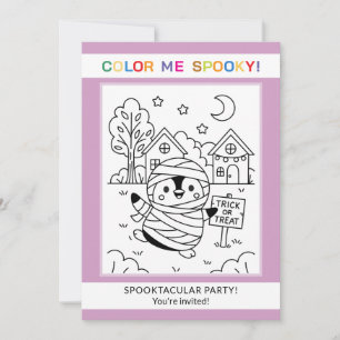 Op maat gemaakte Cute Penguin Halloween Kleur Uitn Kaart