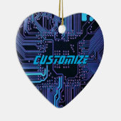Op maat gemaakte Cyber Blue PCB-printplaat Tech-ku Keramisch Ornament (Rechts)