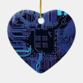 Op maat gemaakte Cyber Blue PCB-printplaat Tech-ku Keramisch Ornament (Achterkant)