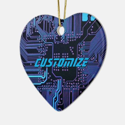 Op maat gemaakte Cyber Blue PCB-printplaat Tech-ku Keramisch Ornament (Links)