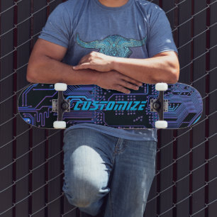 Op maat gemaakte Cyber Blue PCB-printplaat Tech-ku Persoonlijk Skateboard