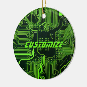 Op maat gemaakte Cyber Green PCB-printplaat Tech K Keramisch Ornament